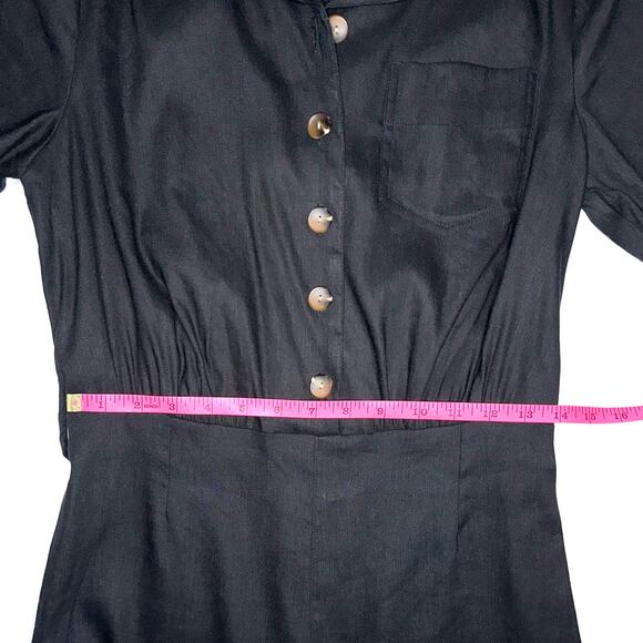 NWT Vince Camuto Black Wide Leg Linen Jumpsuit Size 4 - Picture 12 of 16